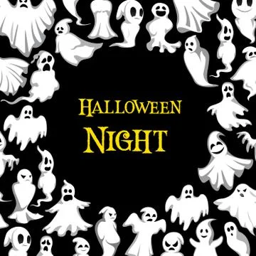 Halloween ghost pattern vector night poster 스톡 일러스트