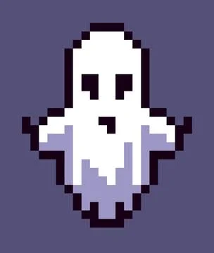 Halloween ghost in pixel art Stock Illustration