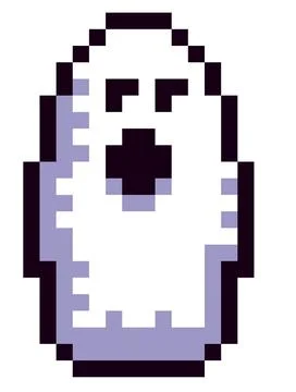 Halloween ghost in pixel art Stock Illustration