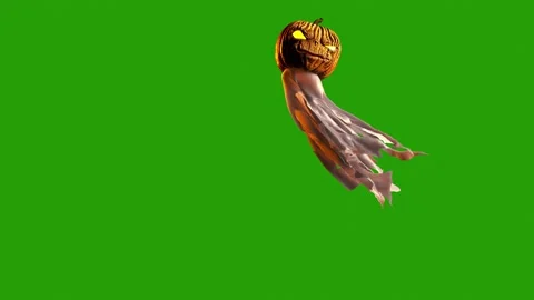Halloween Ghost Pumpkin 4K Green Screen 3D Animation Stock Footage