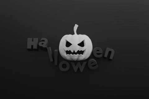HALLOWEEN GHOST PUMPKINS DARK 3D Illustration Background Stock Illustration