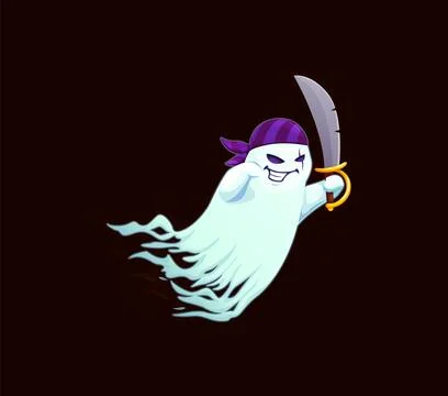 Halloween ghost scary funny character, game asset Stock Illustration