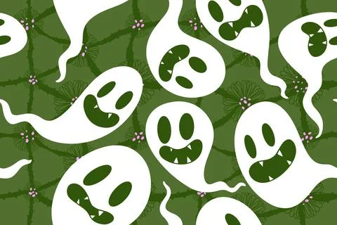 Halloween ghost seamless cartoon pattern for wrapping paper and fabrics Stock Illustration