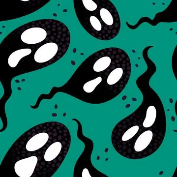 Halloween ghost seamless cartoon pattern for wrapping paper and fabrics Stock Illustration