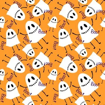 Halloween ghost seamless cartoon pattern for wrapping paper and fabrics Stock Illustration