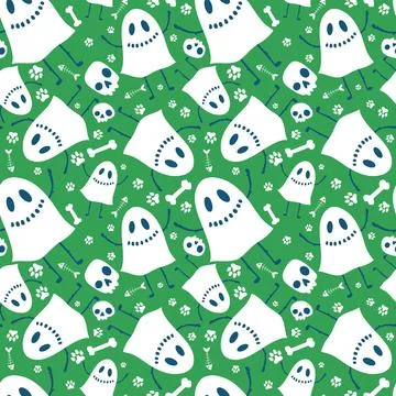 Halloween ghost seamless cartoon pattern for wrapping paper and fabrics Stock Illustration