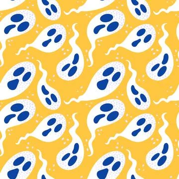 Halloween ghost seamless cartoon pattern for wrapping paper and fabrics Stock Illustration