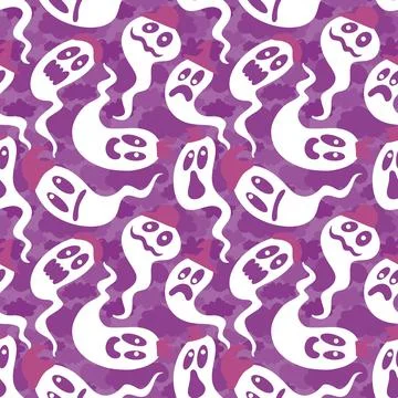 Halloween ghost seamless cartoon pattern for wrapping paper and fabrics Stock Illustration