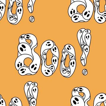 Halloween ghost seamless cartoon pattern for wrapping paper and fabrics Stock Illustration