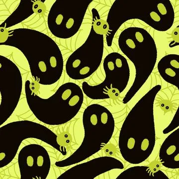 Halloween ghost seamless cartoon pattern for wrapping paper and fabrics Stock Illustration
