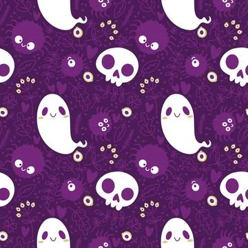Halloween ghost seamless cartoon pattern for wrapping paper and fabrics Stock Illustration