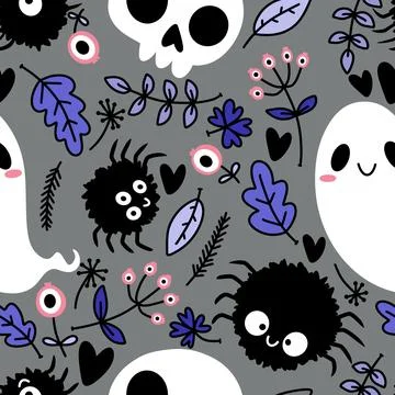 Halloween ghost seamless cartoon pattern for wrapping paper and fabrics Stock Illustration