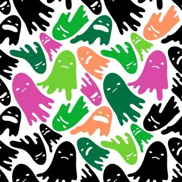 Halloween ghost seamless cartoon pattern for wrapping paper and fabrics Stock Illustration
