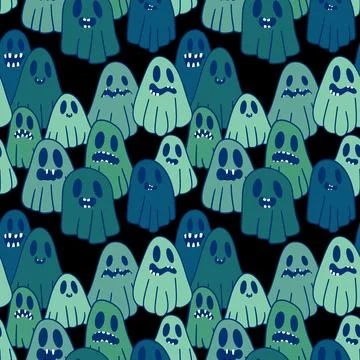 Halloween ghost seamless cartoon pattern for wrapping paper and fabrics Stock Illustration
