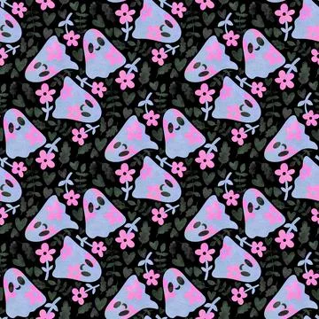 Halloween ghost seamless cartoon pattern for wrapping paper and fabrics Stock Illustration