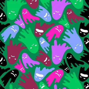 Halloween ghost seamless cartoon pattern for wrapping paper and fabrics Stock Illustration