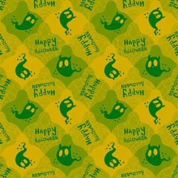 Halloween ghost seamless cartoon pattern for wrapping paper and fabrics Stock Illustration