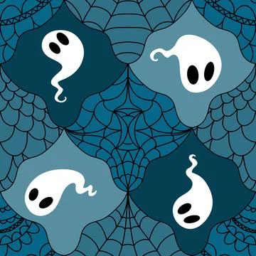 Halloween ghost seamless cartoon pattern for wrapping paper and fabrics Stock Illustration