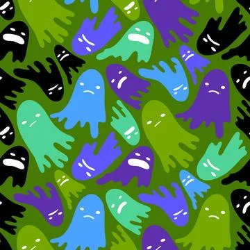 Halloween ghost seamless cartoon pattern for wrapping paper and fabrics Stock Illustration