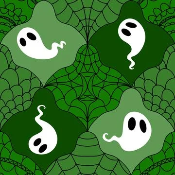 Halloween ghost seamless cartoon pattern for wrapping paper and fabrics Stock Illustration