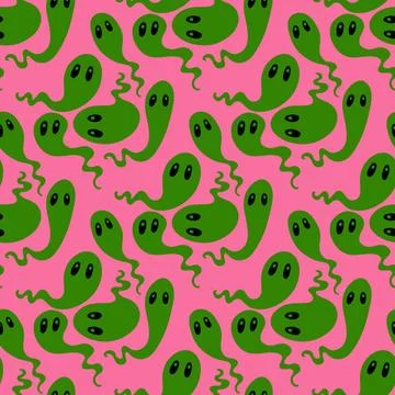 Halloween ghost seamless cartoon pattern for wrapping paper and fabrics Stock Illustration