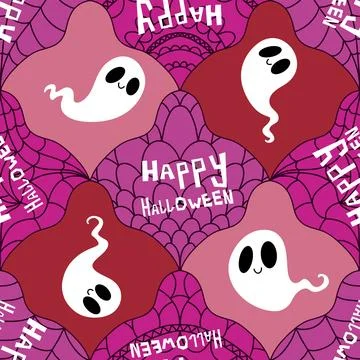 Halloween ghost seamless cartoon pattern for wrapping paper and fabrics Stock Illustration