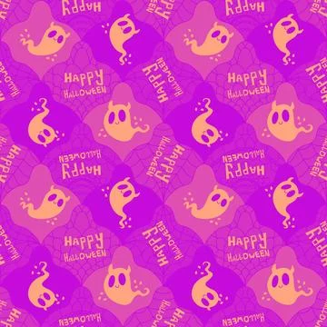 Halloween ghost seamless cartoon pattern for wrapping paper and fabrics Stock Illustration