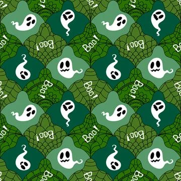 Halloween ghost seamless cartoon pattern for wrapping paper and fabrics Stock Illustration
