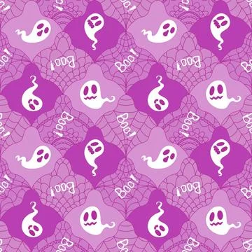 Halloween ghost seamless cartoon pattern for wrapping paper and fabrics Stock Illustration