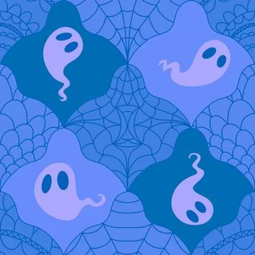 Halloween ghost seamless cartoon pattern for wrapping paper and fabrics Stock Illustration