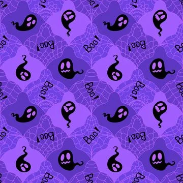 Halloween ghost seamless cartoon pattern for wrapping paper and fabrics Stock Illustration