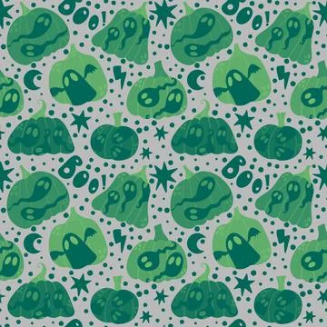 Halloween ghost seamless cute pumpkins cartoon pattern for wrapping paper Illustrazione stock