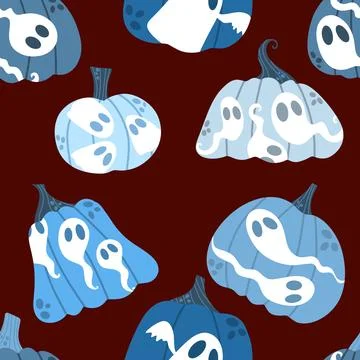 Halloween ghost seamless cute pumpkins cartoon pattern for wrapping paper 스톡 일러스트