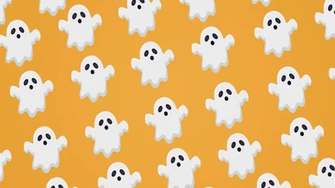 Halloween ghost seamless pattern background looping animation 4k Stock Footage 341738704