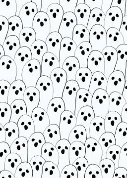 Halloween ghost seamless pattern on black background. Cute halloween ghost pa Stock Illustration