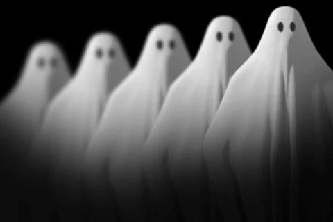 Halloween. Ghost. Typical ghost sheet - 3D illustration. 스톡 일러스트