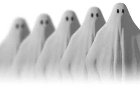Halloween. Ghost. Typical ghost sheet - 3D illustration. Stock-Illustration