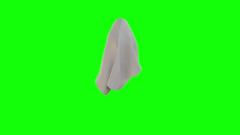 Halloween Ghost White Sheet Floating on Green Screen Видео 205878698