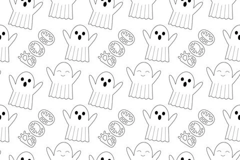 Halloween Ghosts Coloring Page Pattern 库存插图