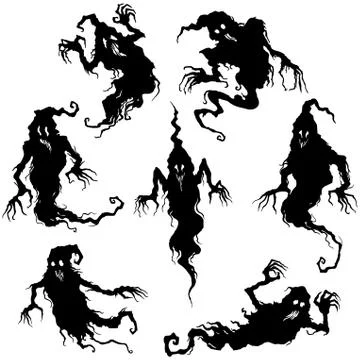 Halloween ghosts scary set Stock Illustration