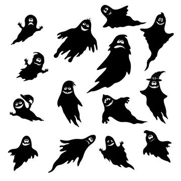 Halloween Ghosts Silhouettes Stock Illustration