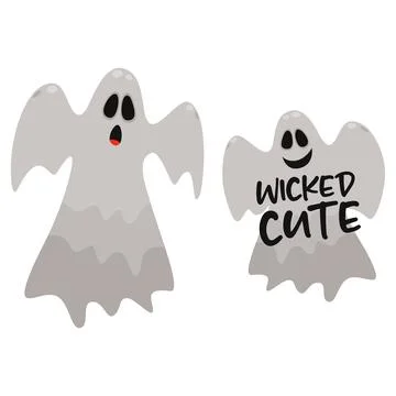 Halloween ghosts. Wicked cute text. Stock Illustration