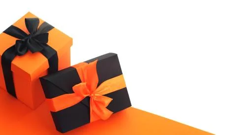 Halloween gift boxes on white Foto stock