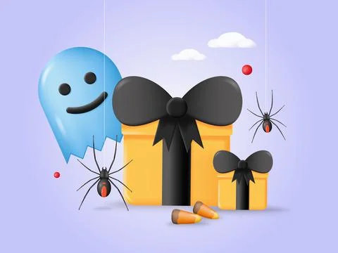 Halloween gift vector 3d background with pumpkin 스톡 일러스트
