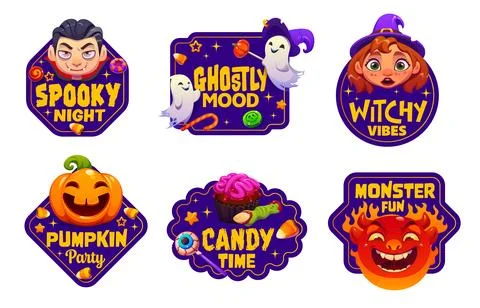 Halloween gift vector tags and labels with treats Stock Illustration