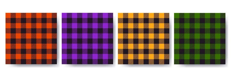 Halloween gingham seamless pattern set in traditional colors. Vichy plaid design Illustrazione stock