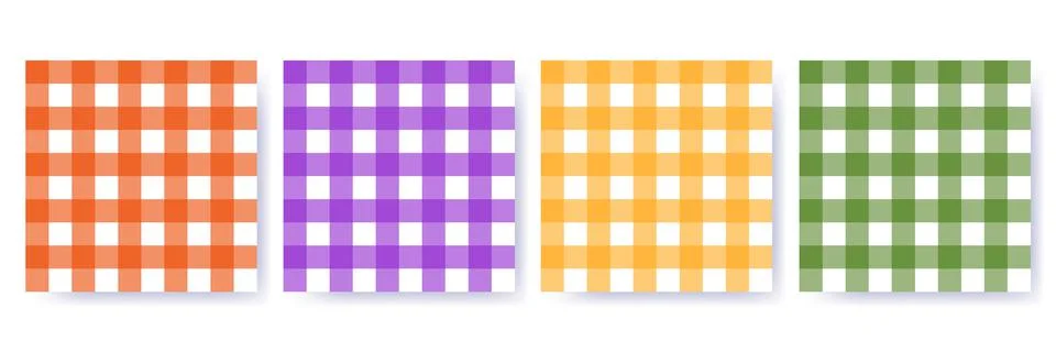 Halloween gingham seamless pattern set in traditional colors. Vichy plaid design Stock Illustration