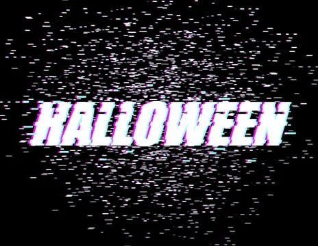 Halloween glitch effect. TV interference. Distorted style font Illustrazione stock