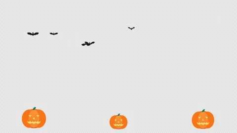 Halloween Glowing Jack-o-Lantern Faces and Flapping Bats Overlay 4K Alpha 스톡 동영상 346126498