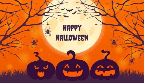 Halloween glowing jack o lanterns illustration Stock Illustration
